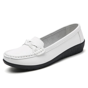 Soft leather women loafer flats slip on casual shoes