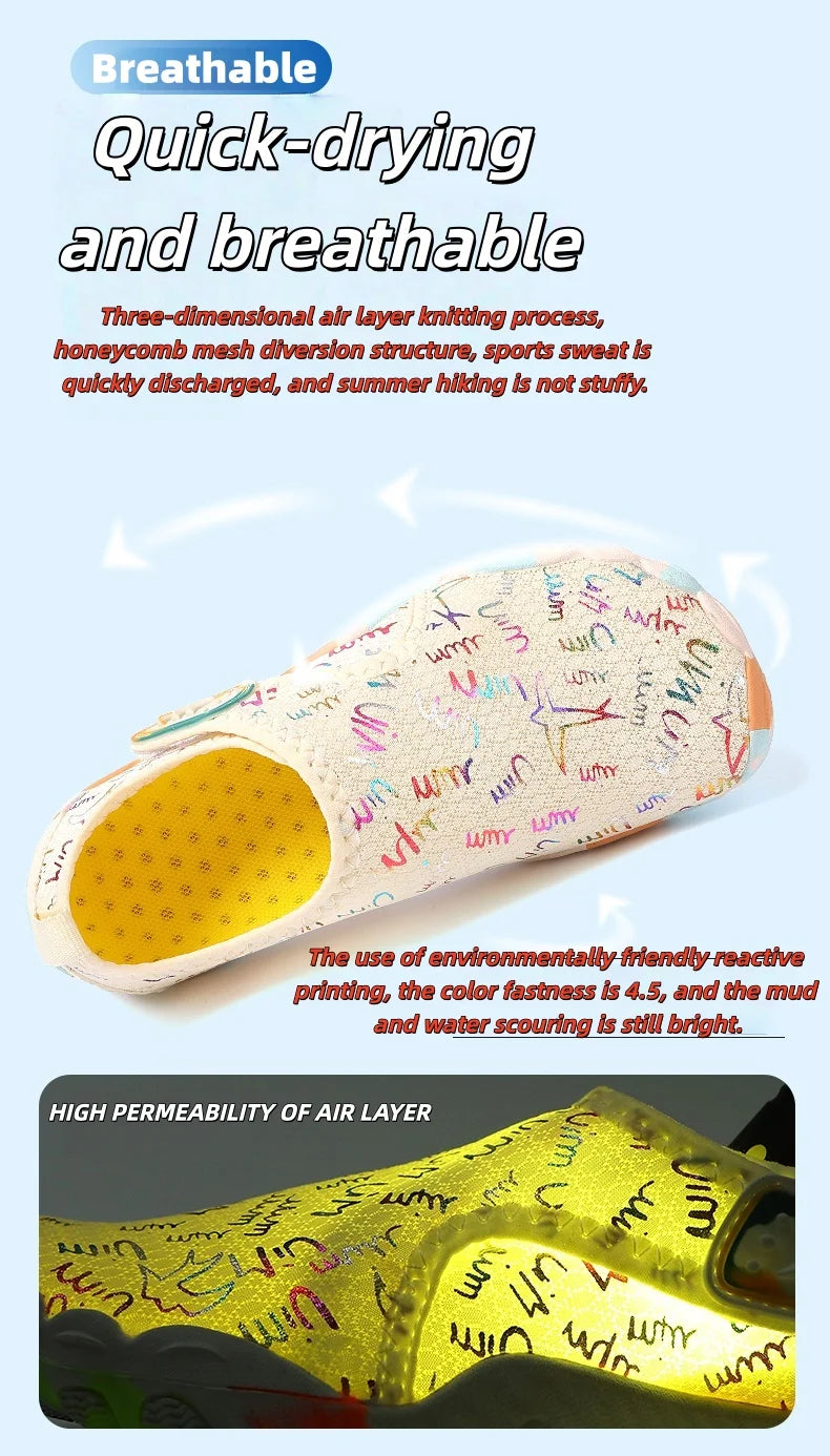 Kids Parent-Child Barefoot Water Shoes, Quick Dry Breathable Non-Slip Rubber Sole Aqua Socks for Beach Camping Hiking, Lightweig