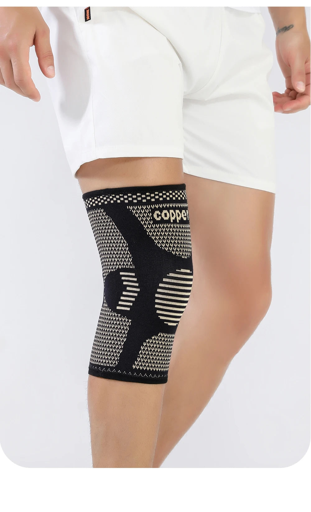 Copper infused knee compression sleeve for sports and daily knee support