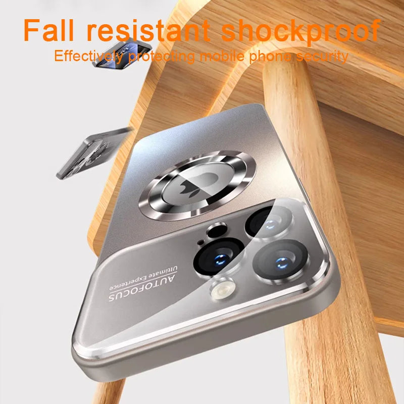 iPhone case with fall-resistant shockproof feature on a wooden stand