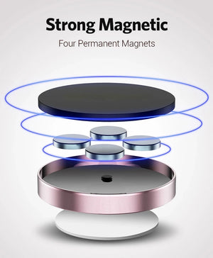 Magnetic device with four permanent magnets and text indicating strong magnetic properties.