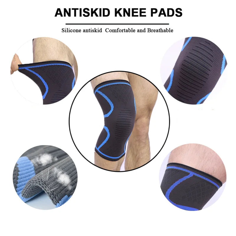 Antiskid knee pads with close-up details on a white background