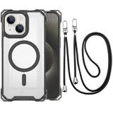 iPhone case with magnetic design and lanyard on a white background