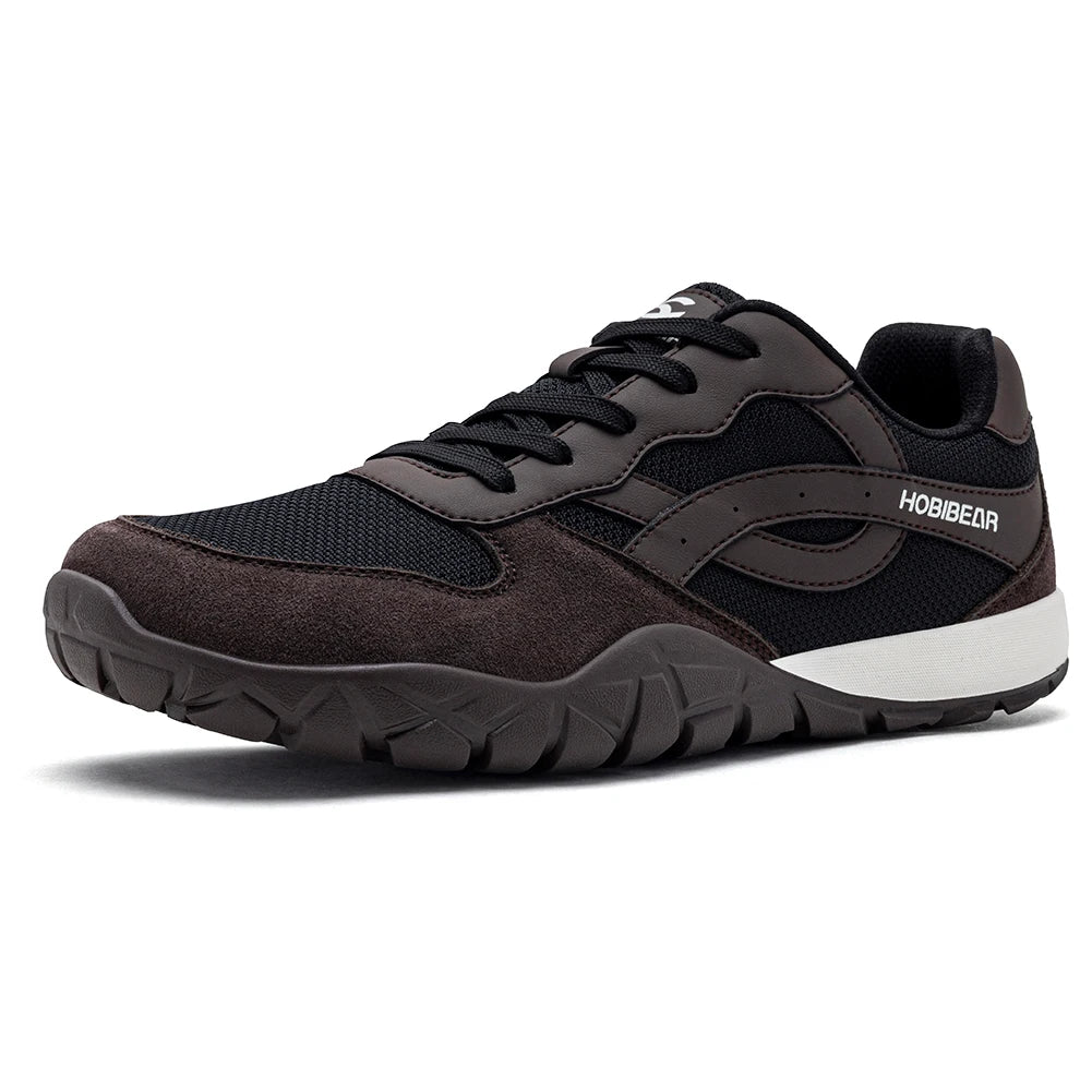 A dark brown and black athletic sneaker with a textured sole, featuring the brand name 'HOBIBEAR' on the side, shown against a plain white background.