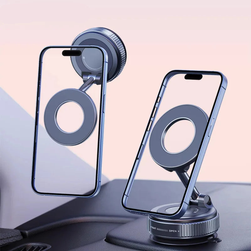 Magnetic Phone Holder with Three-axis Rotation & Strong Suction Cup Mount for Car Dashboard Desk