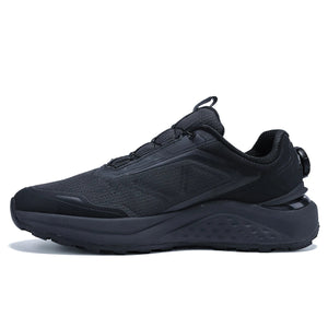 Black athletic shoe on a white background with 'baasploa' branding.