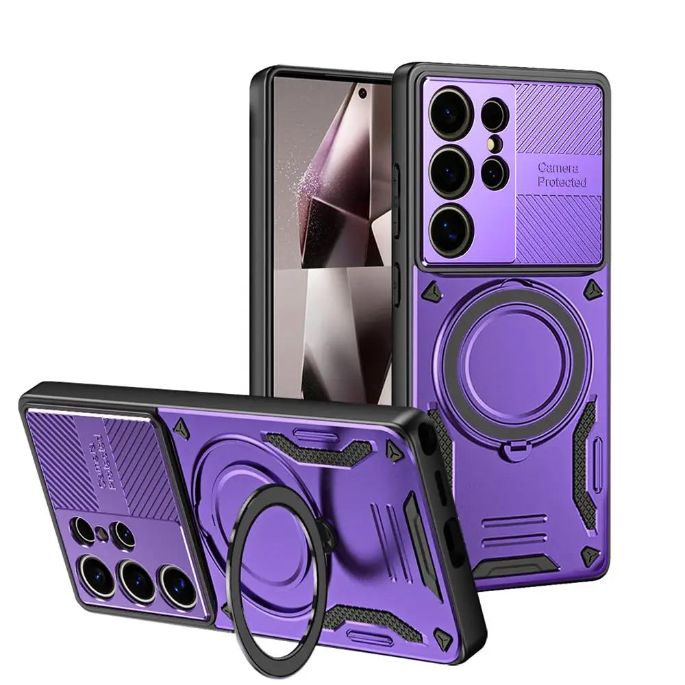 magnetic ring armor shockproof case for Samsung Galaxy with stand holder