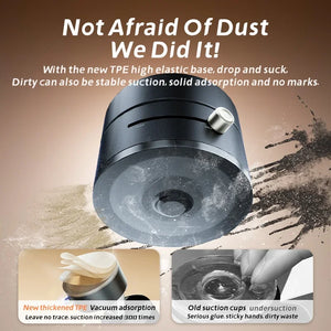 Vacuum component with text highlighting TPE material properties on a brown background