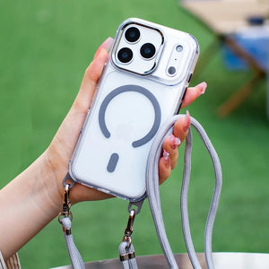 Magnetic Crossbody Clear iPhone 17 16 16 15 14 13 12 11 Pro Max Plus Case with Lanyard Strap Shockproof Cover