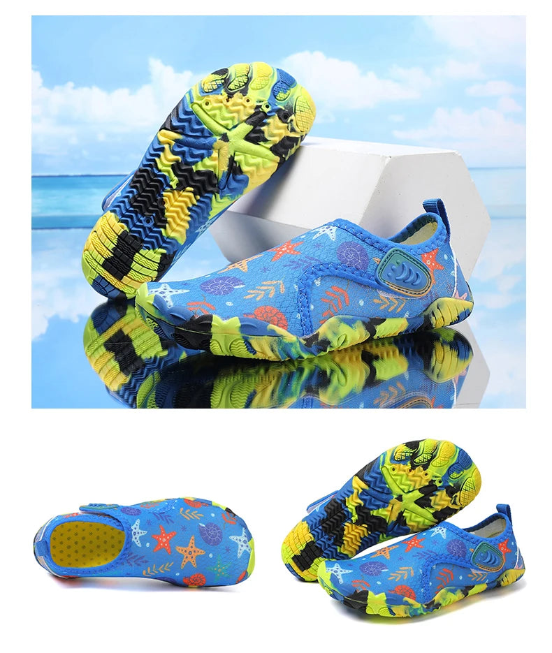 Kids Parent-Child Barefoot Water Shoes, Quick Dry Breathable Non-Slip Rubber Sole Aqua Socks for Beach Camping Hiking, Lightweig