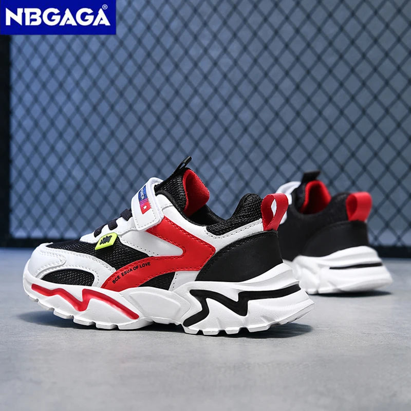 Kid Sneakers Sport Shoes for Boys Fashion Leather Children Breathable Mesh Comfort Shoes Casual Walking Outdoor Running Shoes