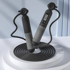 Digital jump rope on a white platform with a light gray background