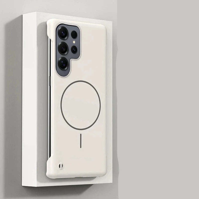 Phone case with magnetic feature on a gray background