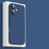 Blue phone case with a white stand on a blue background