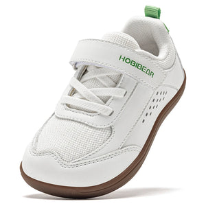 Kids' wide toe barefoot-style shoes with hook-and-loop closure and rubber outsole