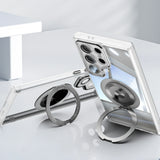 Transparent frosted magnetic Samsung Galaxy case with rotating ring stand and full shockproof coverage