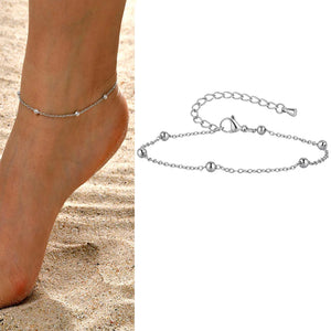 Gold plated stainless steel heart anklet bracelet for women delicate adjustable foot jewelry