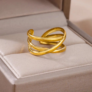 316L stainless steel gold ring for women luxury classic cocktail wedding ring