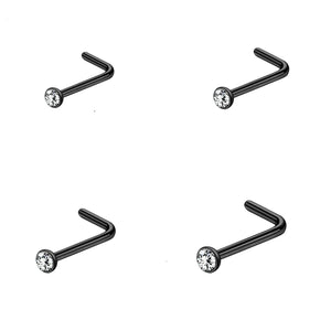 Gold & Silver Nose Stud Set – Heart Star Round L Shape Nostril Piercing 0.8x7mm