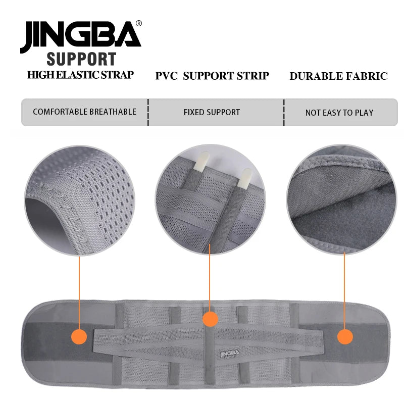 JINGBA support product with high-elastic strap, PVC support strip, and durable fabric features.