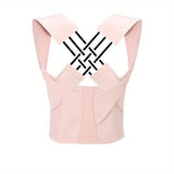 Adjustable back support strap for shoulder alignment and daily posture comfort Pink crop top with geometric cutout design on a white background