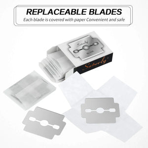 Saberly disposable razor blades with packaging on a white background