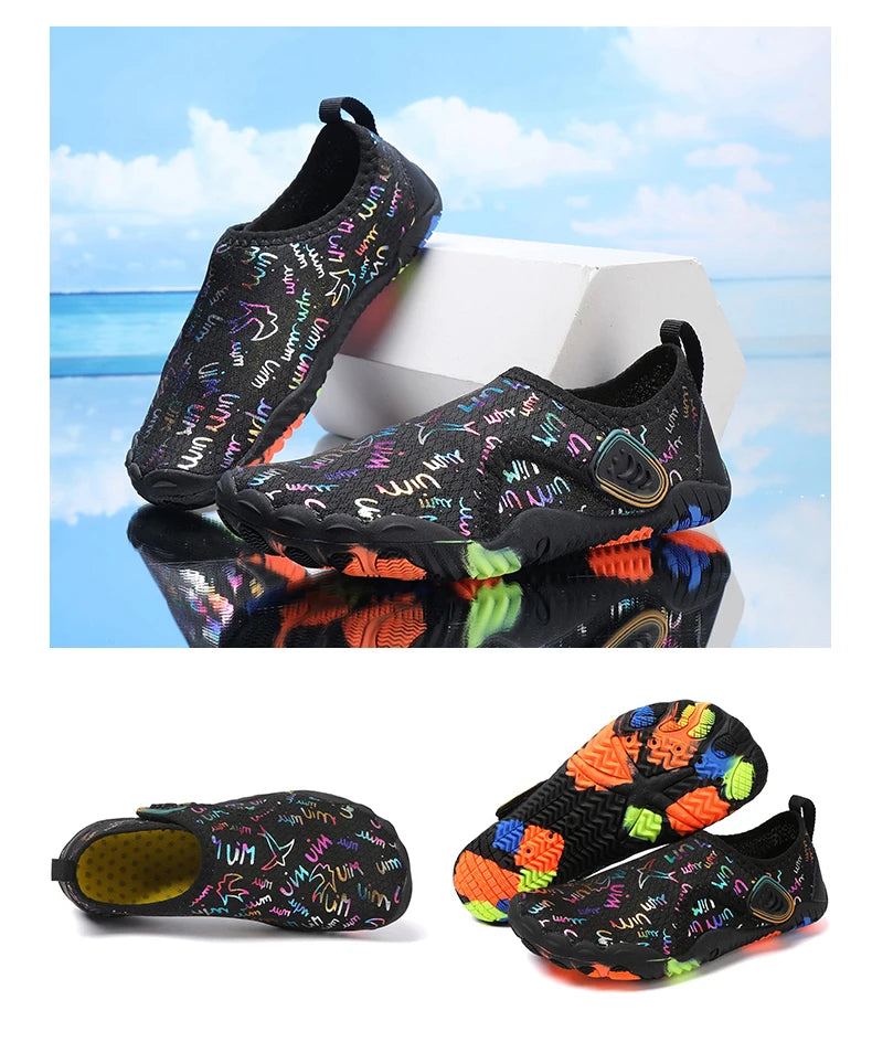Kids Parent-Child Barefoot Water Shoes, Quick Dry Breathable Non-Slip Rubber Sole Aqua Socks for Beach Camping Hiking, Lightweig