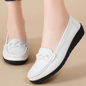 Soft leather women loafer flats slip on casual shoes