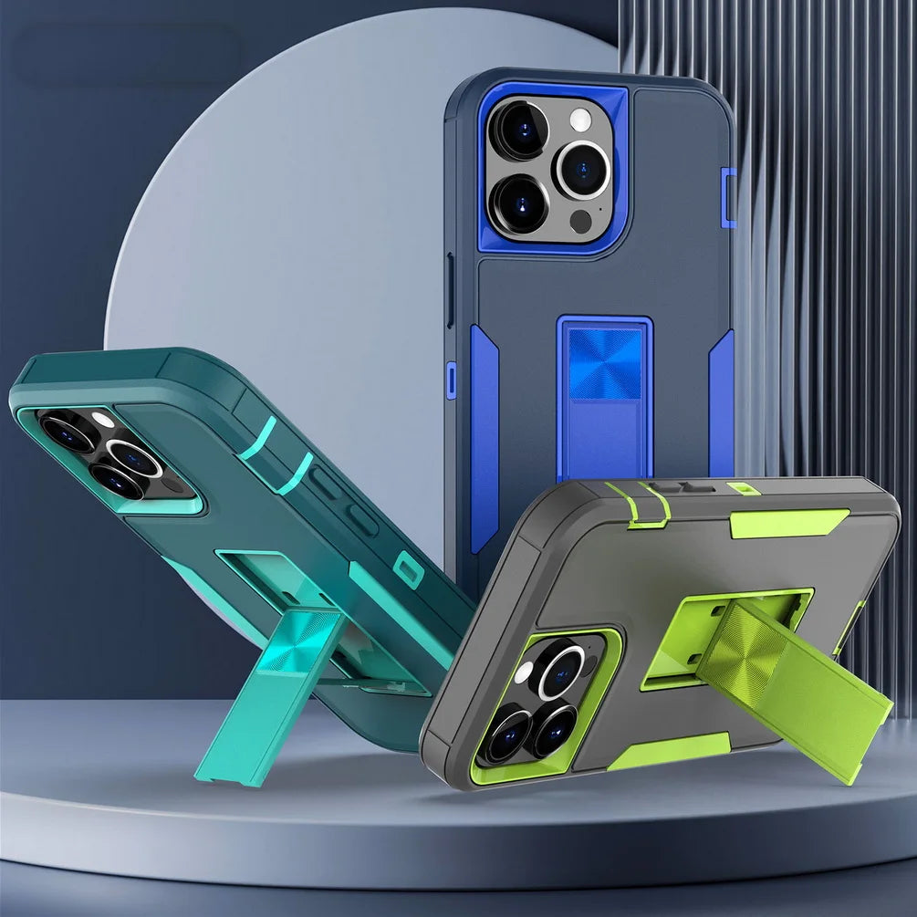 Heavy Duty Shockproof iPhone Case with Kickstand Matte Shield Cover