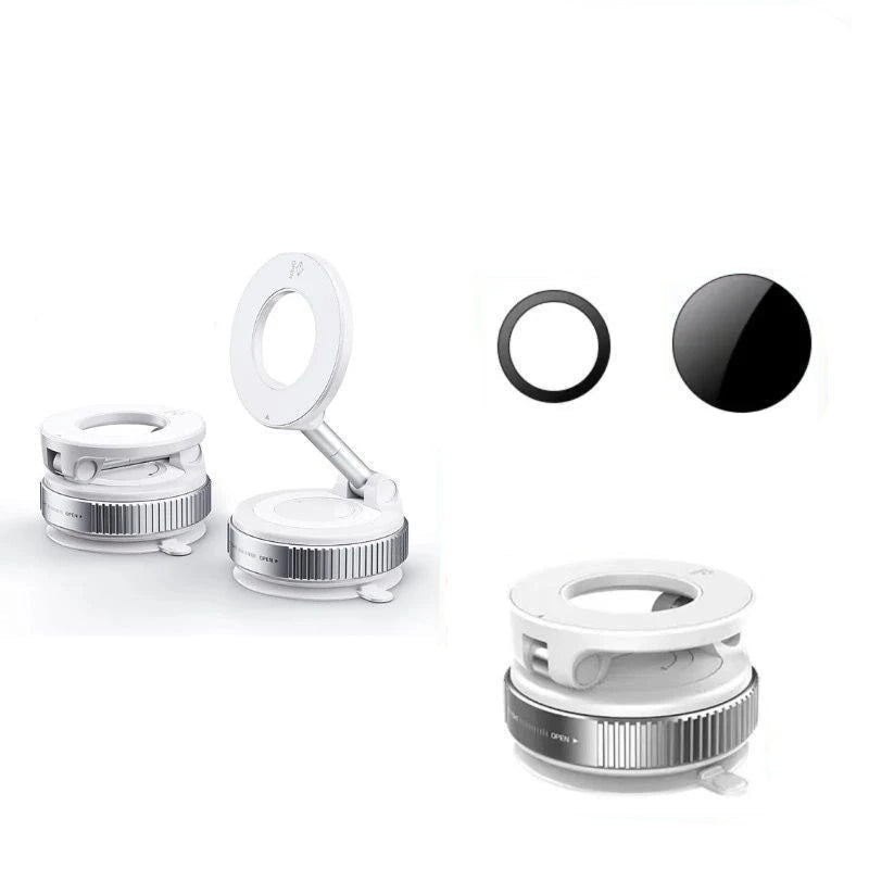 Vacuum magnetic stand with features and specifications on a white background