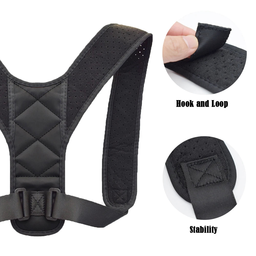 Adjustable shoulder back support strap for daily posture comfort
