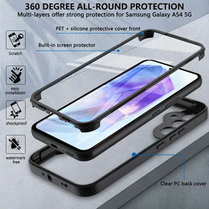 360 Full Cover Shockproof Samsung Galaxy Case Clear TPU PC Protective Cover A55 A35 A54 A53