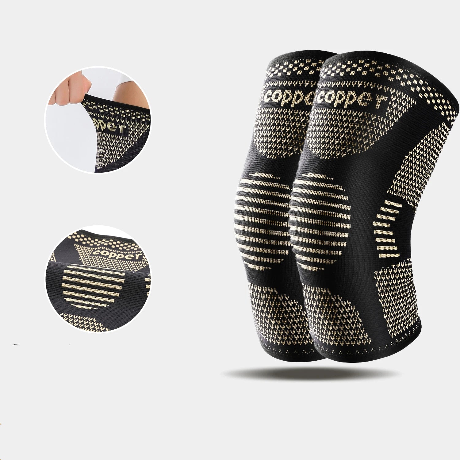 Copper infused knee compression sleeve for sports and daily knee support