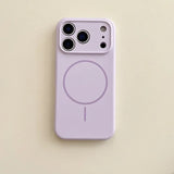 Purple phone case with a minimalistic design on a beige background