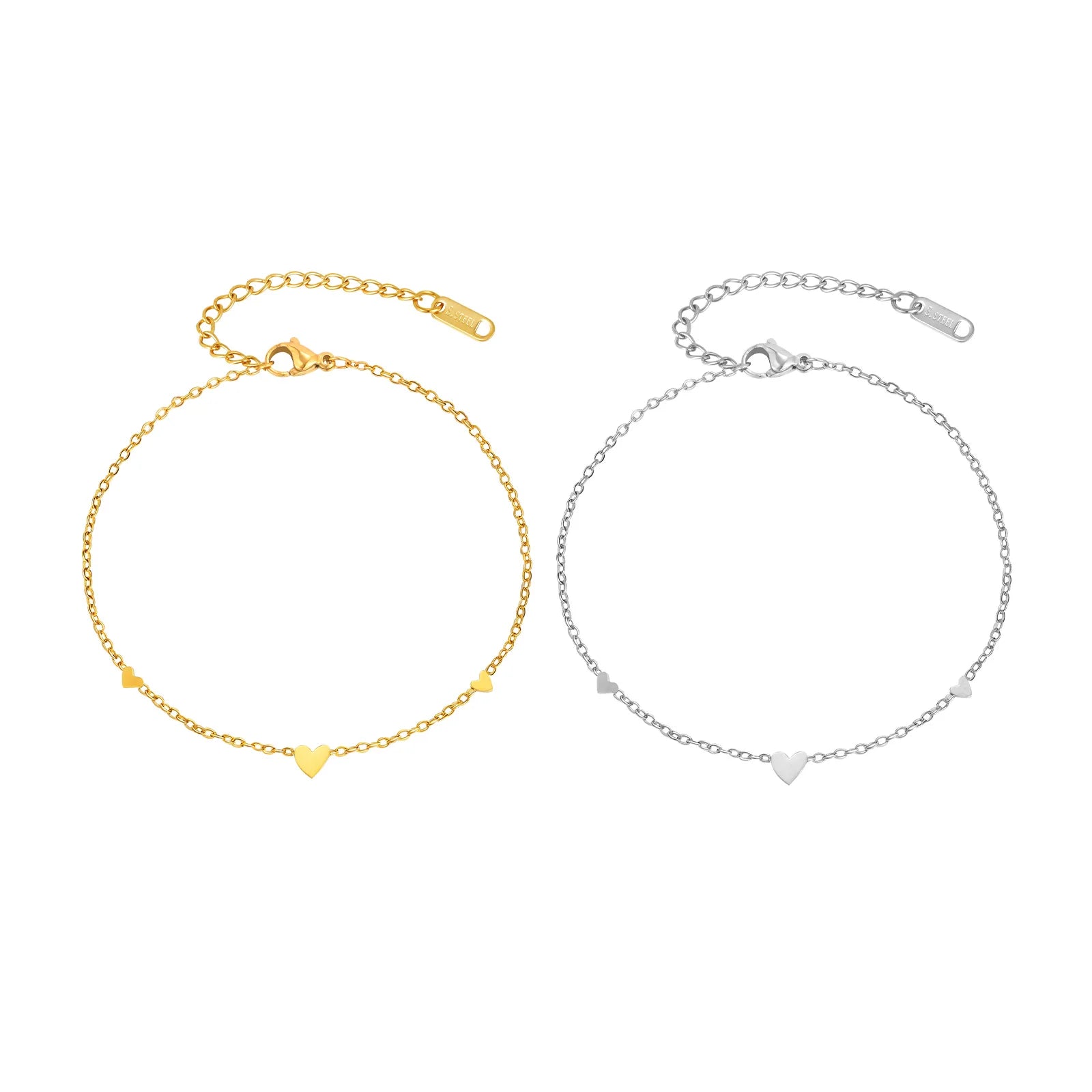 Gold plated stainless steel heart anklet bracelet for women delicate adjustable foot jewelry