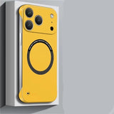 Yellow Ultra Thin Hard PC Magnetic iPhone Case Matte Solid Color Frameless on a gray background