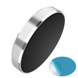 Silver holder and metal plate with a blue color swatch on a white background