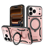 Pink Luxury Armor Magnetic iPhone Case with Ring Kickstand Full Coverage PC TPU