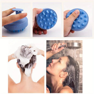 Collage of a blue massage ball being used for self-care activities.
