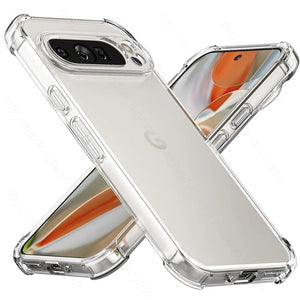 Clear TPU Case for Google Pixel with a reflective surface on a white background