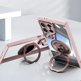 Transparent frosted magnetic Samsung Galaxy case with rotating ring stand and full shockproof coverage
