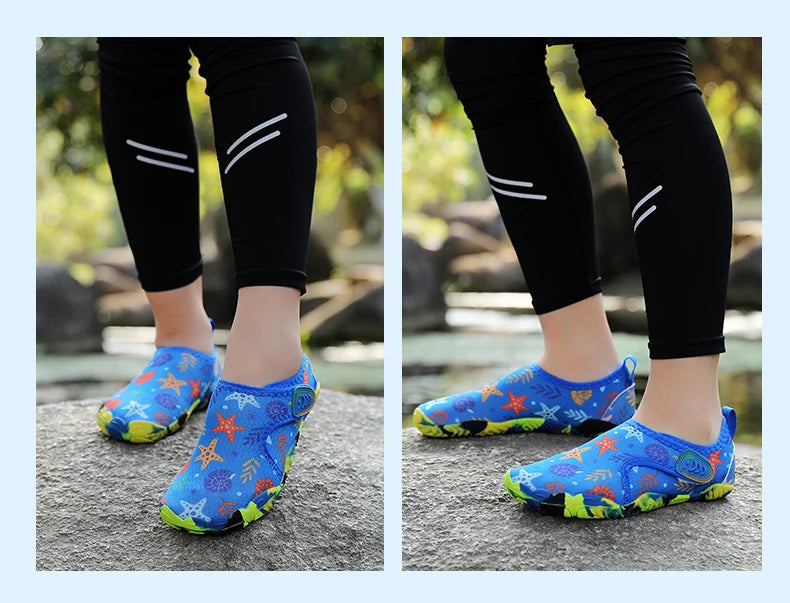 Kids Parent-Child Barefoot Water Shoes, Quick Dry Breathable Non-Slip Rubber Sole Aqua Socks for Beach Camping Hiking, Lightweig