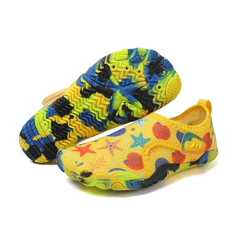 Kids Parent-Child Barefoot Water Shoes, Quick Dry Breathable Non-Slip Rubber Sole Aqua Socks for Beach Camping Hiking, Lightweig