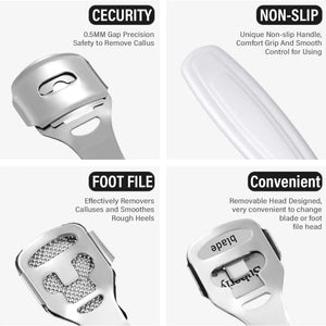 Foot file with features highlighted on a white background
