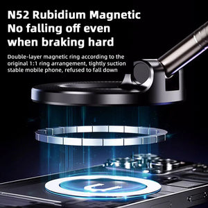 N52 Rubidium Magnetic phone holder with text on a black background