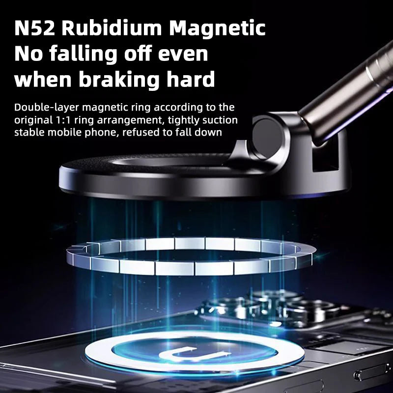 N52 Rubidium Magnetic phone holder with text on a black background